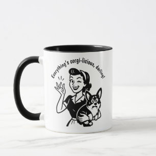 Mug Retro WIfe Scared Corgi cadeau Amoureux des chiens
