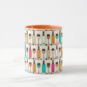 Mug Rétros bouteilles et verres de vin (Centre)