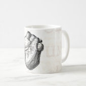 Mug Rétros coeurs cardiaques d'anatomie de coeur (Devant droit)