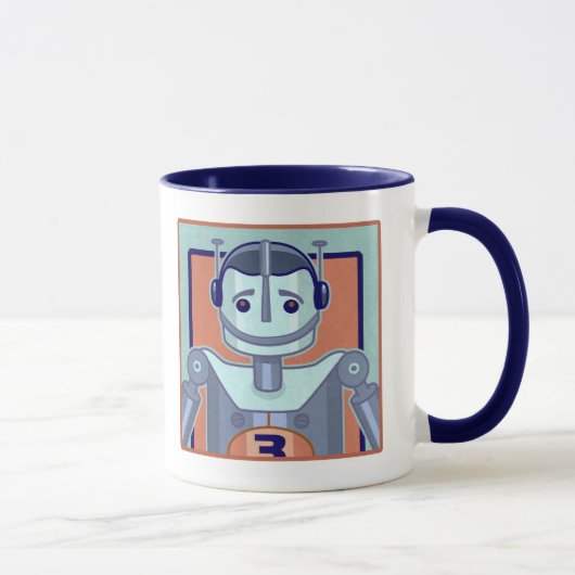 Mug Rétros enfants bleus de robot (Droite)