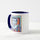 Mug Rétros enfants bleus de robot (Devant gauche)
