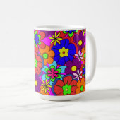 Mug Rétros fleurs de hippie dans les roses (Devant droit)