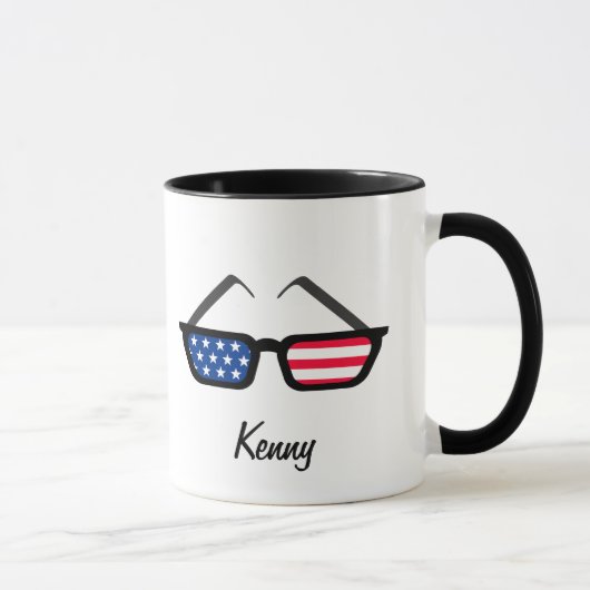 Mug Rétros lunettes de soleil patriotiques de drapeau (Droite)