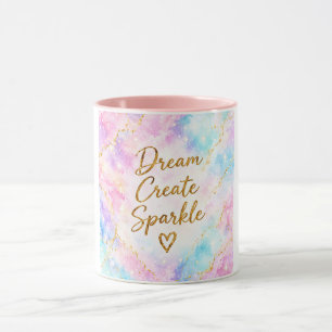 Mug Rêve Créer Étincelle Pastel Aquarelle Or Rose
