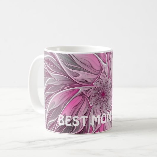 Mug Rêve de fleur rose fractale, Imaginaire floral Mei (Devant gauche)