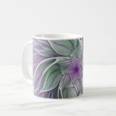 Mug Rêve de fleurs, Abstrait violet vert Fractal Art (Devant gauche)