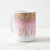 Mug Rêve de Parties scintillant Gold Sparkle Pink Ombr (Devant gauche)