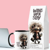 Mug "Réveillez-vous et jouez" Quirky Big Haired Latte 