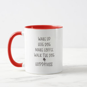 Mug Réveillez-vous, Hug Dog... Joyeux café blanc rouge