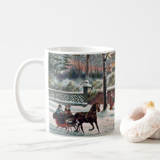 Mug Réveillon de Noël de la rue d'hiver (Avec donut)
