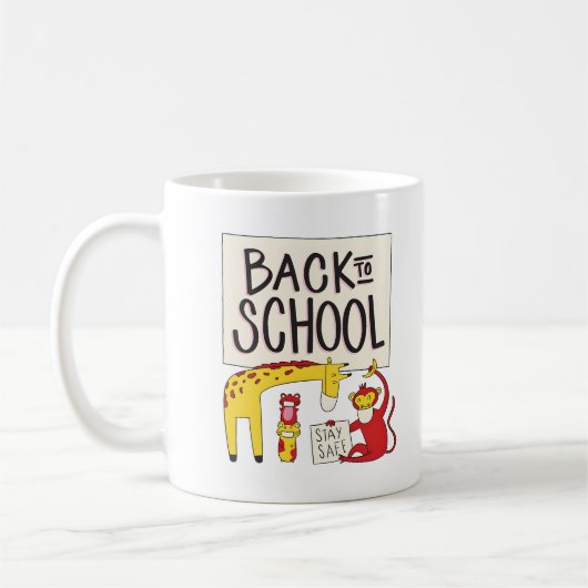 Mug Revenir à l'école Animaux Conception de sécurité (Gauche)