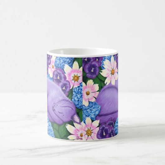 Mug Rêver, Dormir Chat pourpre en Fleurs (Centre)