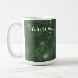 Mug Rêver d'un blanc flocon de neige de Noël sur vert