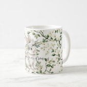 Mug Rêves de lapin aux fleurs blanches feuilles (Devant droit)