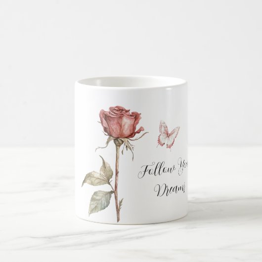 Mug Rêves de papillon blanc rose rouge rose (Centre)
