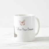 Mug Rêves de papillon rose de chat (Devant droit)