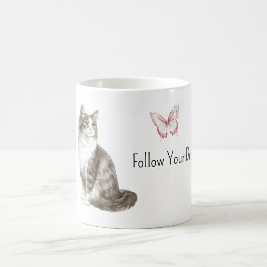 Mug Rêves de papillon rose de chat (Centre)