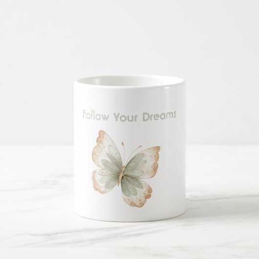 Mug Rêves de papillon vert crème bronzage blanc (Centre)