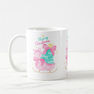 Mug rêves pastel bleu, rose et jaune cadeau traîneau