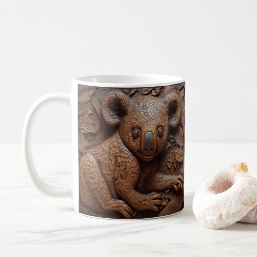 Mug Revêtement en cuir 3D imprimé ours Koala (Avec donut)