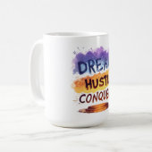 Mug Rêvez. Hustle. Conquérir. - Typographie motivation (Devant gauche)