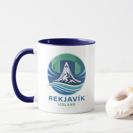 Mug Reykjavik Islande Europe (Avec donut)