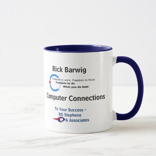 Mug rgs-logo, logo avec le slogan, Rick Barwig, à (Droite)