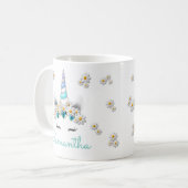 Mug Rhinestones Turquoise Couronne Unicorne avec margu (Devant gauche)
