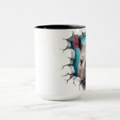 Mug Rhino sortant d'un mur fissuré (Centre)