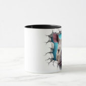 Mug Rhino sortant d'un mur fissuré (Centre)