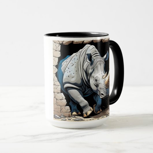 Mug Rhino traversant un mur (Devant droit)