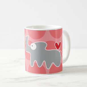 Mug Rhinoceros gris caricature et points amusants pour