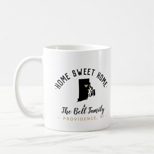 Mug Rhode Island Home Sweet Home Famille Monogramme Mu (Gauche)