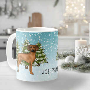Mug Rhodesian Ridgeback Avec Nom Snowy Winter Forest