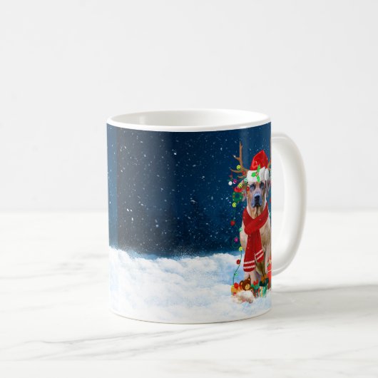 Mug Rhodesian Ridgeback Chien dans neige cadeau de Noë (Devant droit)