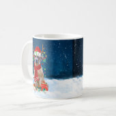 Mug Rhodesian Ridgeback Chien dans neige cadeau de Noë (Devant gauche)
