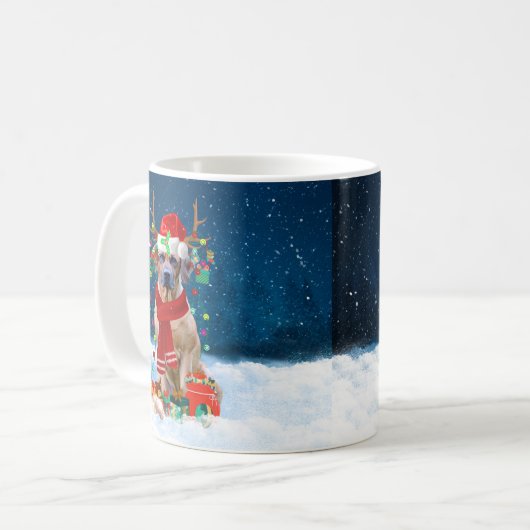 Mug Rhodesian Ridgeback Chien dans neige cadeau de Noë (Devant gauche)