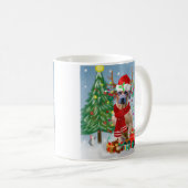 Mug Rhodesian Ridgeback Chien dans neige cadeau de Noë (Devant droit)