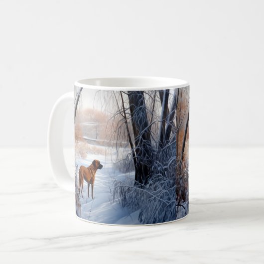 Mug Rhodesian Ridgeback Laisser Neige Noël (Devant gauche)