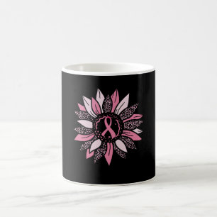 Mug Ribbon rose Sunflower Breast Cancer Sensibilisatio