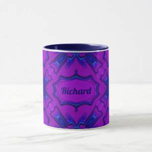 Mug ~ RICHARD ~ Violet et Fractal bleu ~