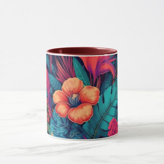 Mug Riche modèle floral tropical (Centre)