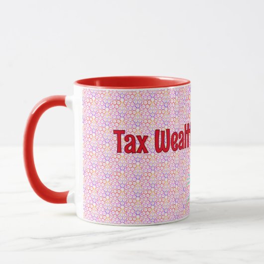 Mug Richesse fiscale géométrique rouge, déclaration Mu (Gauche)