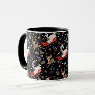 Mug Rick and Morty   Christmas Reindeer Sleigh Pattern