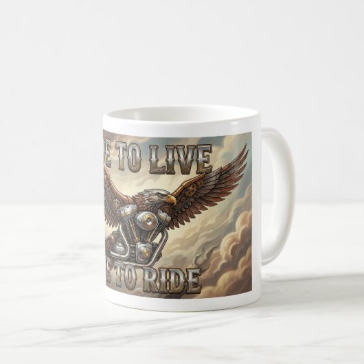 Mug Ride to Live Biker Mug. Eagle and V Twin Engine (Devant droit)