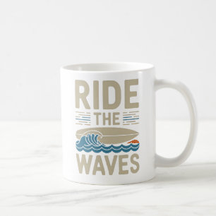 Mug Ride Waves Retro Surfboard Design
