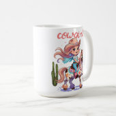 Mug Ride with Joy - Cute Cowgirl sur son cheval tachet (Devant droit)