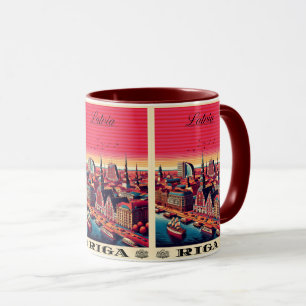 Mug Riga City, Lettonie culture baltique cadeaux vinta