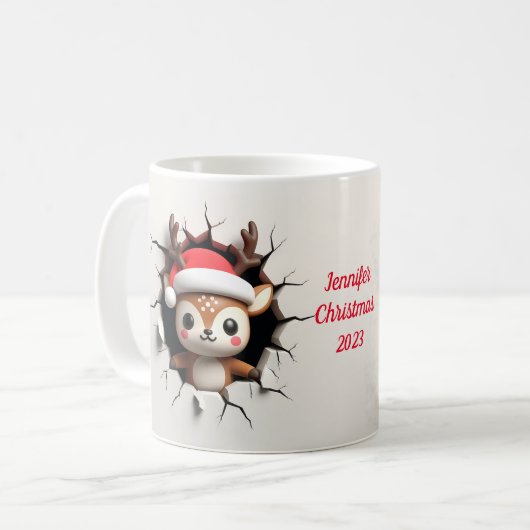 Mug Rindeer avec Santa Hat 3D Breakout (Devant gauche)