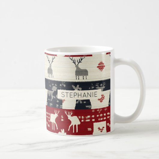 Mug Rindeer nordique rustique et flocon de neige | Mot (Droite)